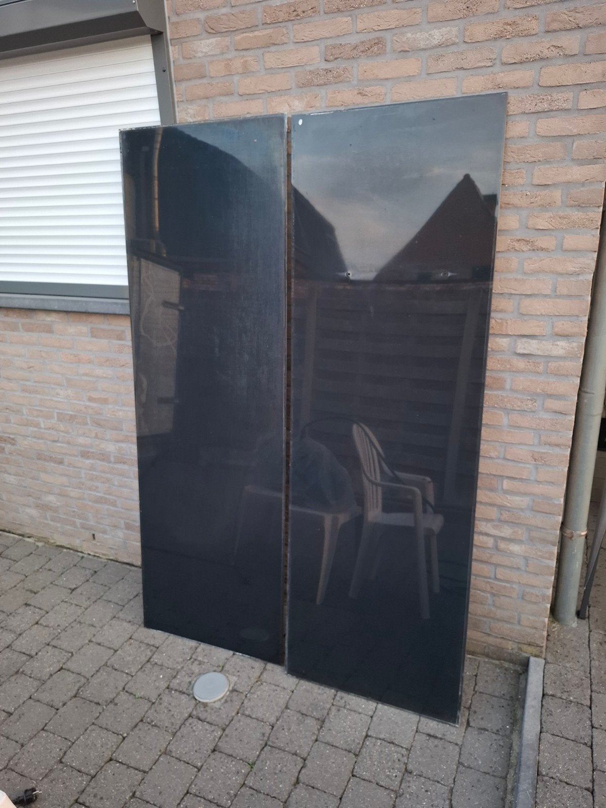 Gratis 2x blauw veiligheidsglas - 192cm63,5cm, Ophalen, Gebruikt, Minder dan 80 cm, 160 cm of meer