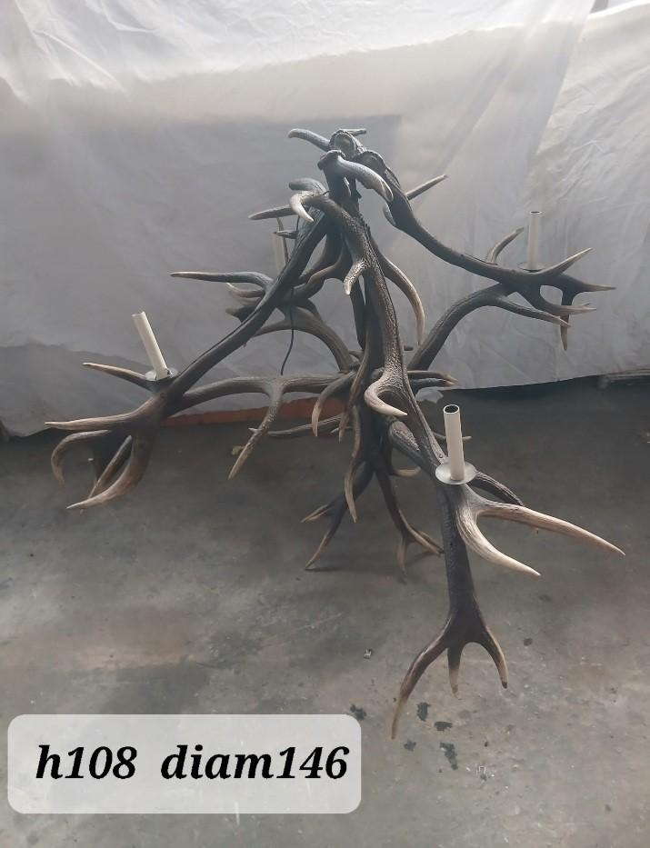 Ancien lustre bois de cerf déco chasse gîte, Enlèvement