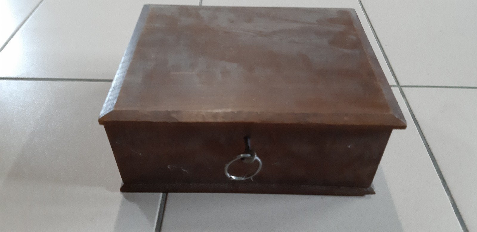 Rechthoekig, houten opbergkoffertje, Ophalen