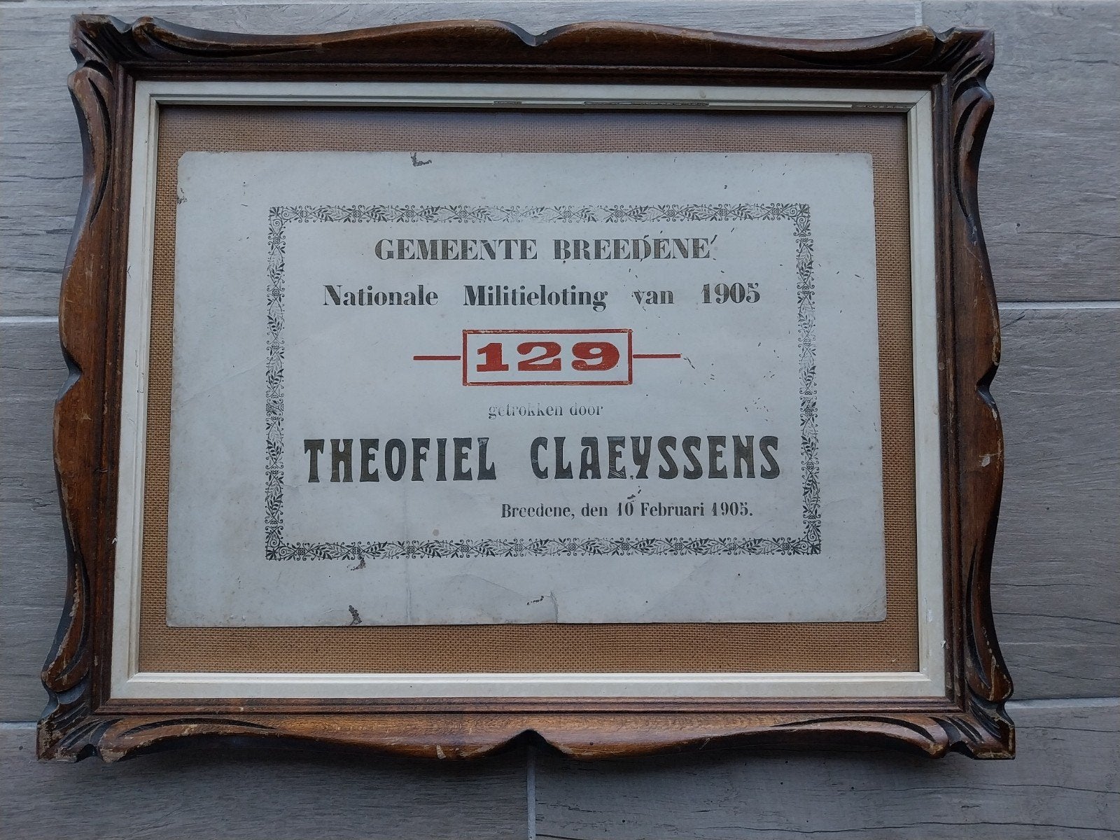 kader militieloting Gemeente bredene 1905 Loteling wo1, Ophalen of Verzenden