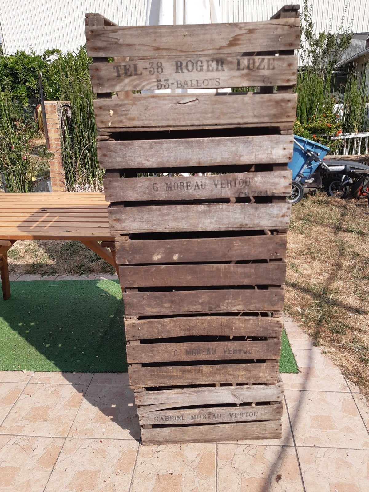 Ancienne 4 caisses en bois de pommes   de 1955, Jardin & Terrasse, Enlèvement ou Envoi, Bois