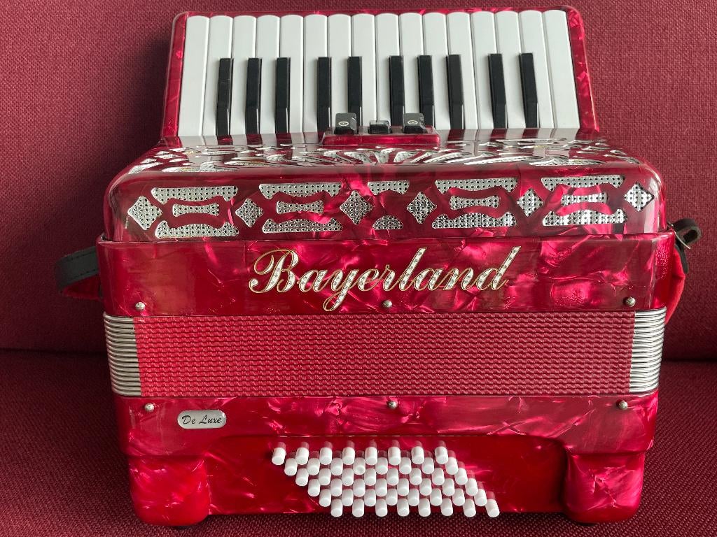 Z.g.a.n. Bayerland de Luxe accordeon.48 bas., Overige merken, 48-bas, Met koffer, Zo goed als nieuw