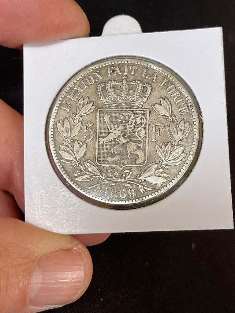 België 5 francs 1869, Ophalen, België, Losse munt, Zilver
