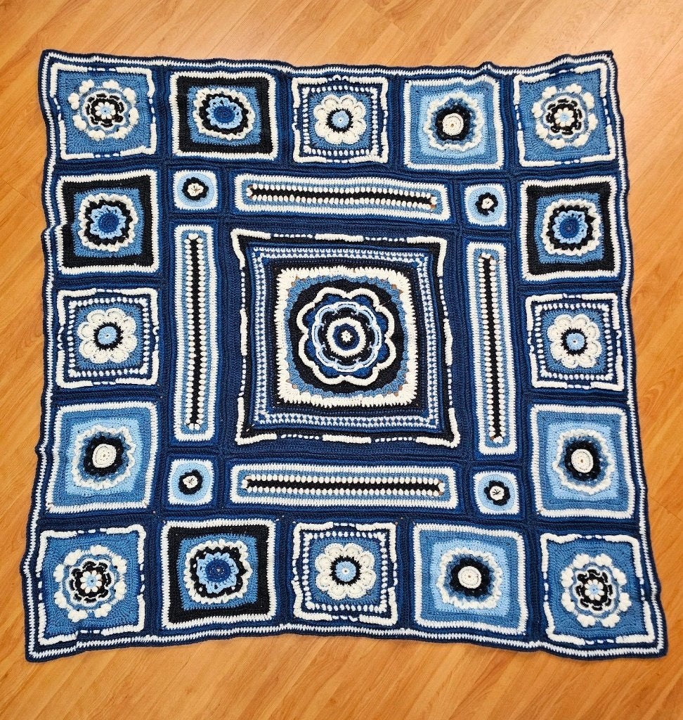 Granny Reliëf Kleed 150/150, Ophalen of Verzenden, Gebruikt, Blauw