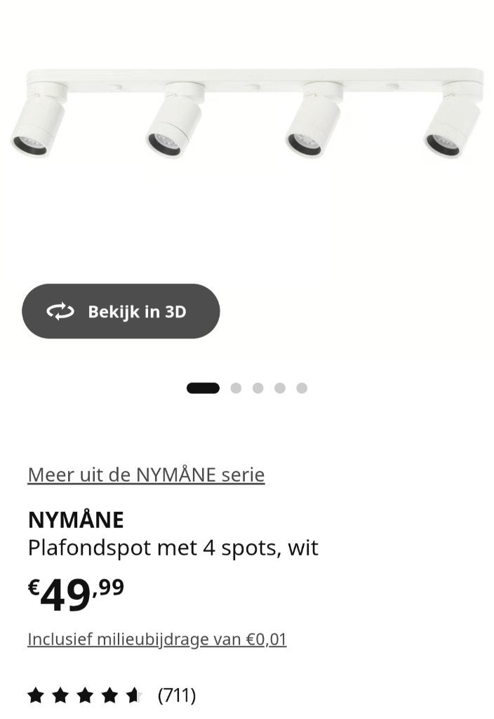 IKEA NYMÅNE plafondspot 4 spots + 4 slimme GU10 LED-lampen, Maison & Meubles, Lampes | Spots, Connecté, GU10, Spot encastrable ou Spot mural