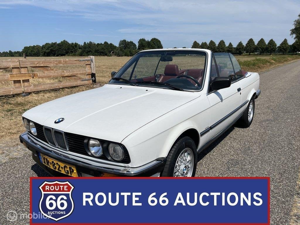 BMW 320i Cabriolet | 1989 | Route 66 Auctions, Auto's, Zwart, Bedrijf, Handgeschakeld, Overige carrosserie