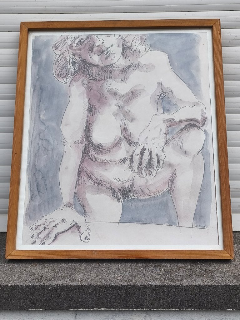 Technique mixte femme signe d josse, Antiek en Kunst, Kunst | Tekeningen en Fotografie, Ophalen of Verzenden, Tekening, Gemengde techniek