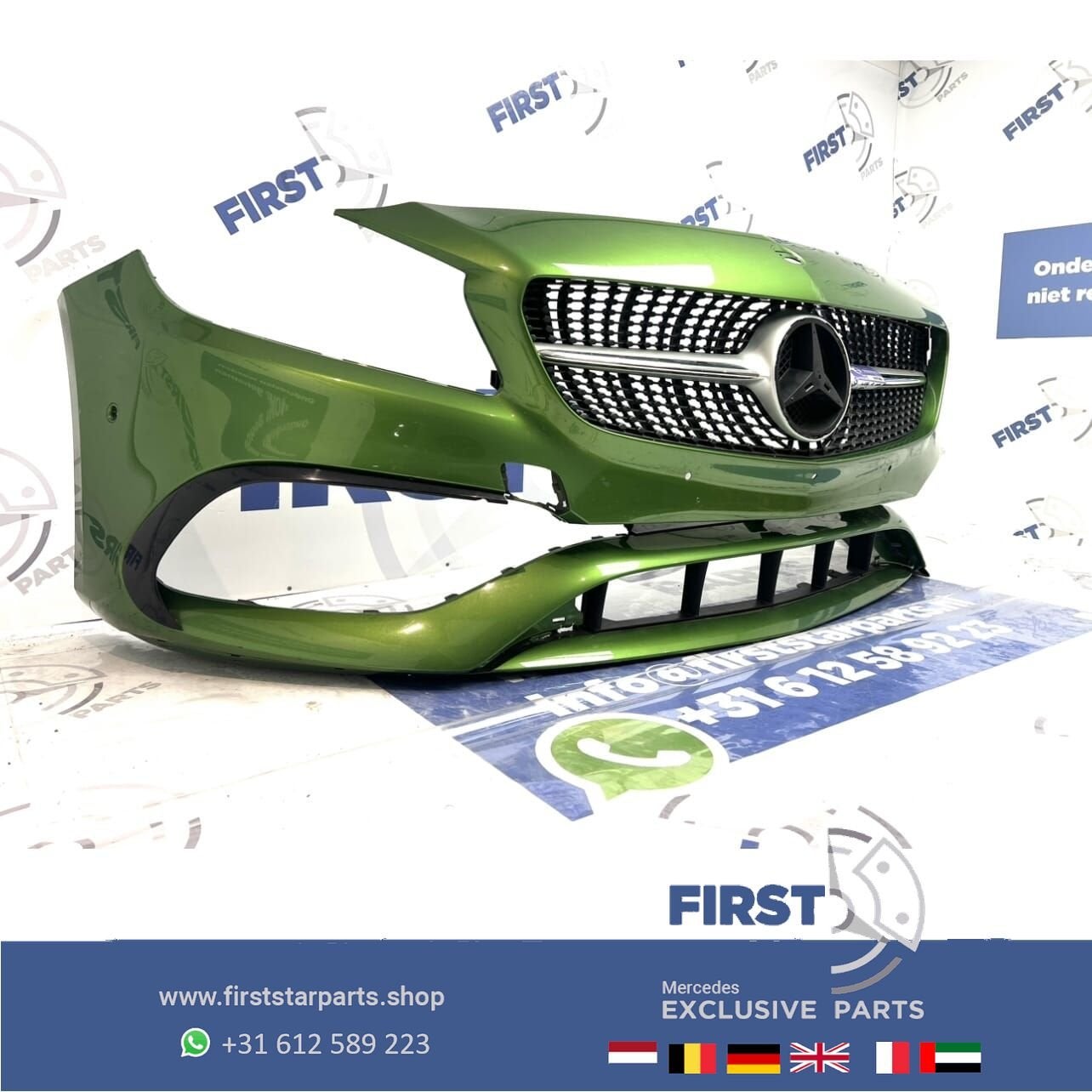 W176 Facelift A45 AMG Voorbumper groen 2019 + Diamond gril o, Utilisé, -, Avant, -