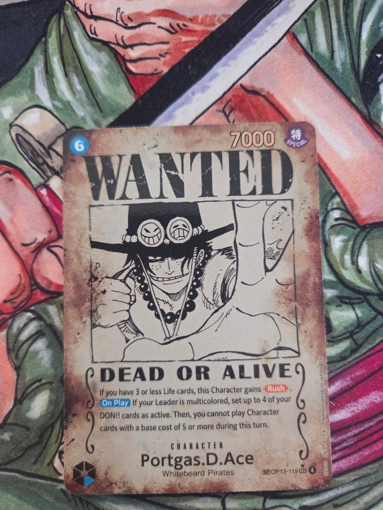 One piece Portgas d ace op13, Hobby & Loisirs créatifs, Neuf, Enlèvement ou Envoi, Foil, Cartes en vrac