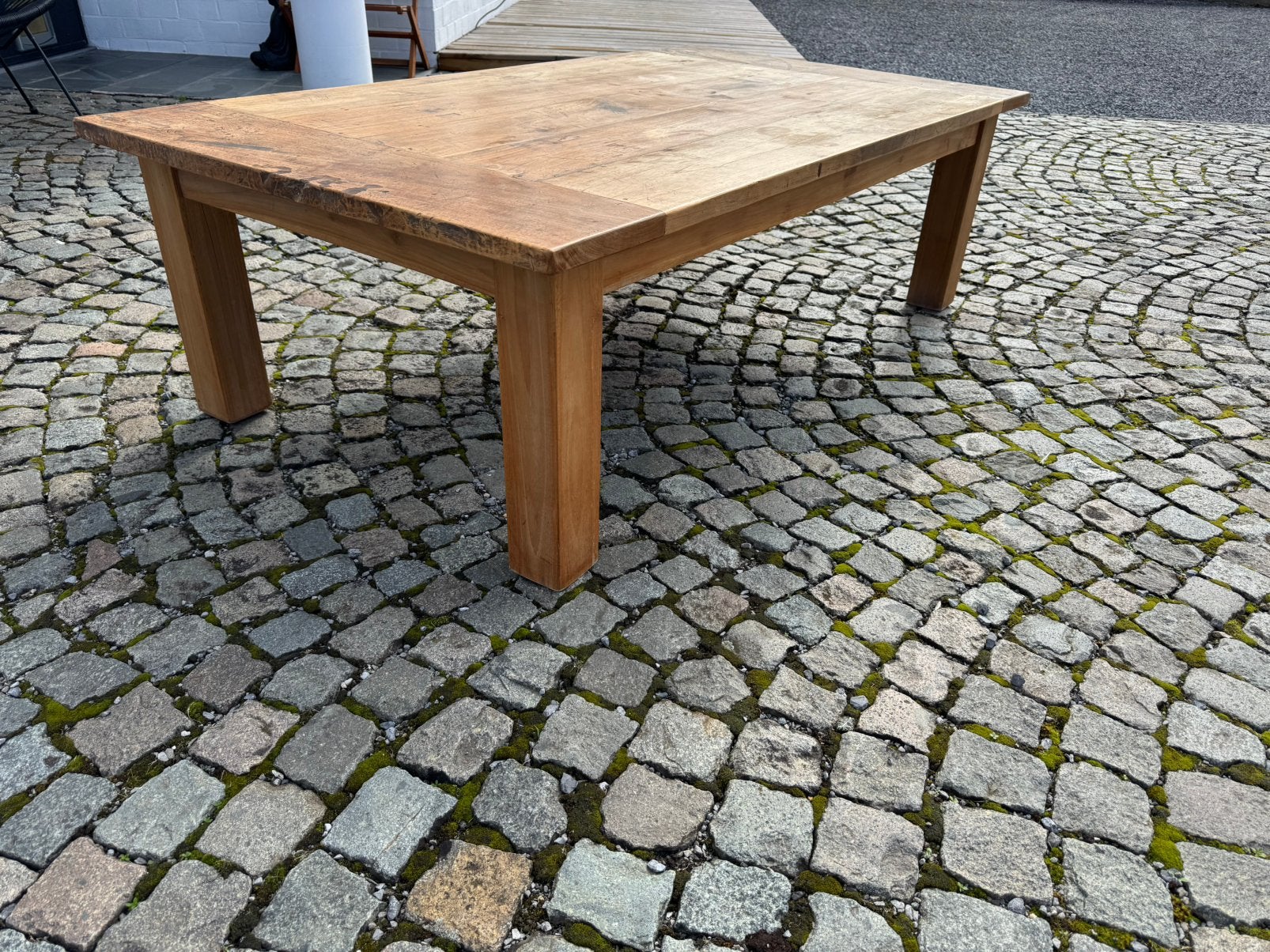oude houten salontafel 160cm x 80 cm x 48 cm, Ophalen, Gebruikt, 50 tot 100 cm, Oud
