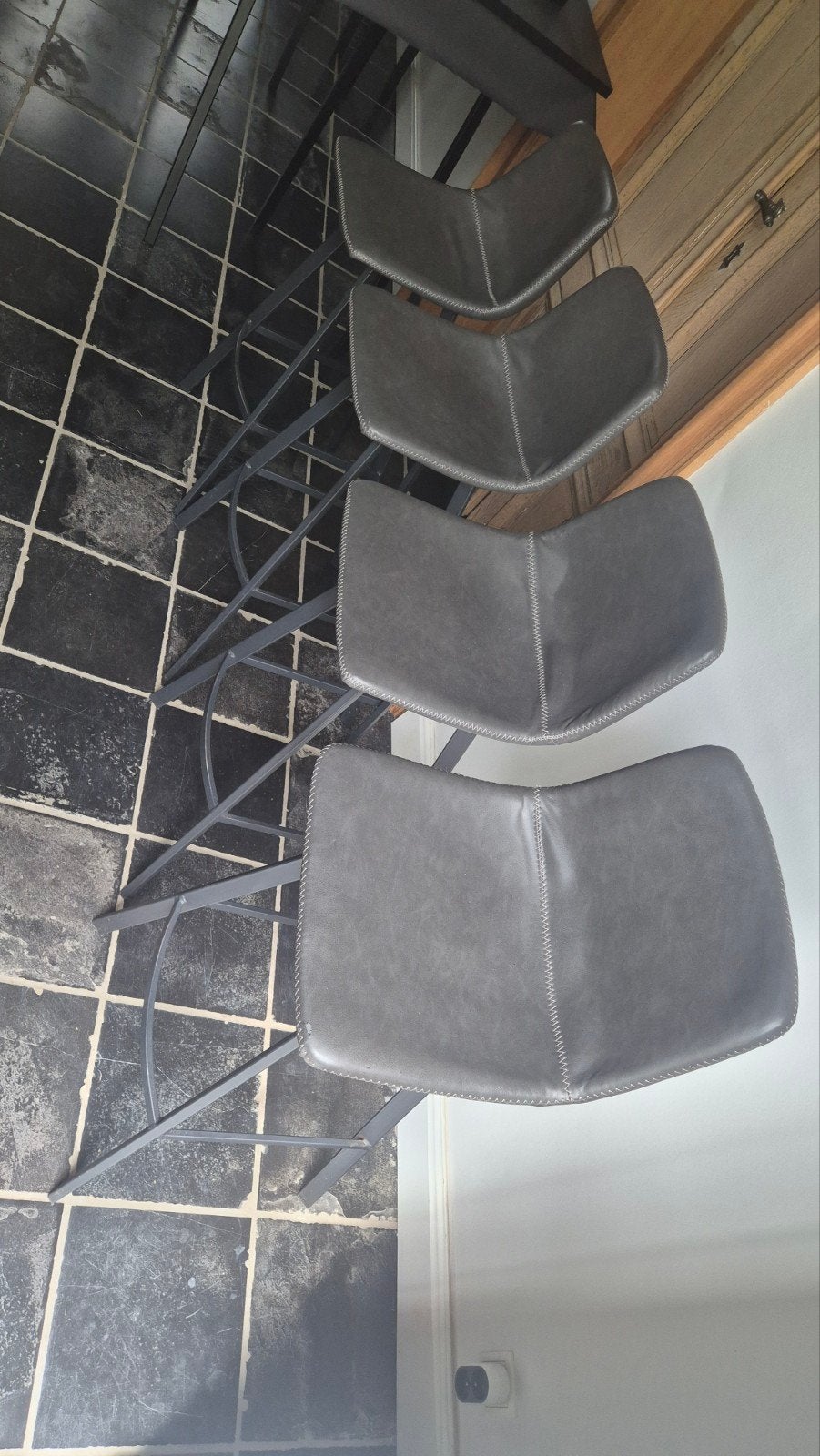 4 tabourets de bar, Cuir