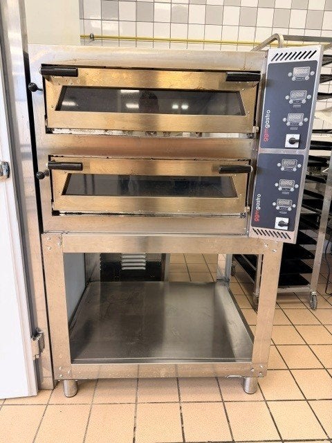 Pizzaoven dubbel - inox onderstel - 400V - amper gebruikt, Zakelijke goederen, Ophalen, Gebruikt, Ovens, Microgolfovens en Steamers