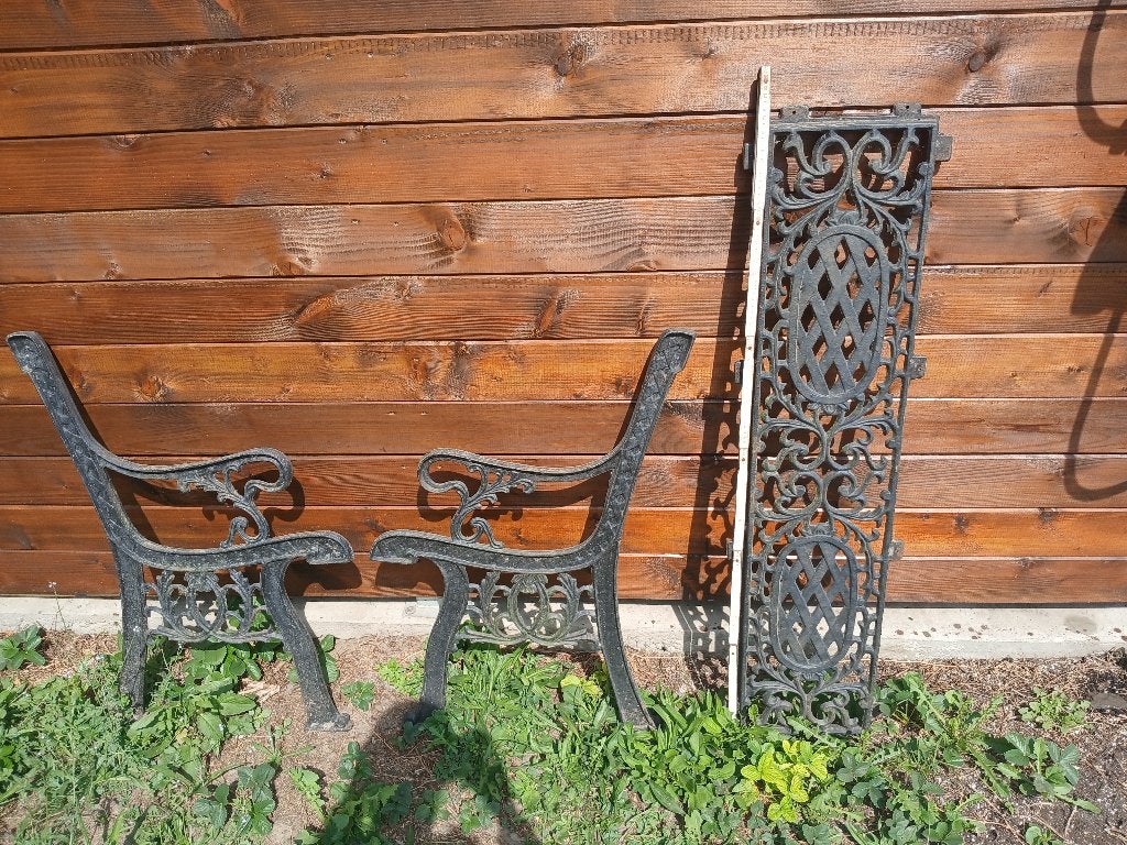 pieds + dossier en fonte, Jardin & Terrasse, Enlèvement, Utilisé, Métal