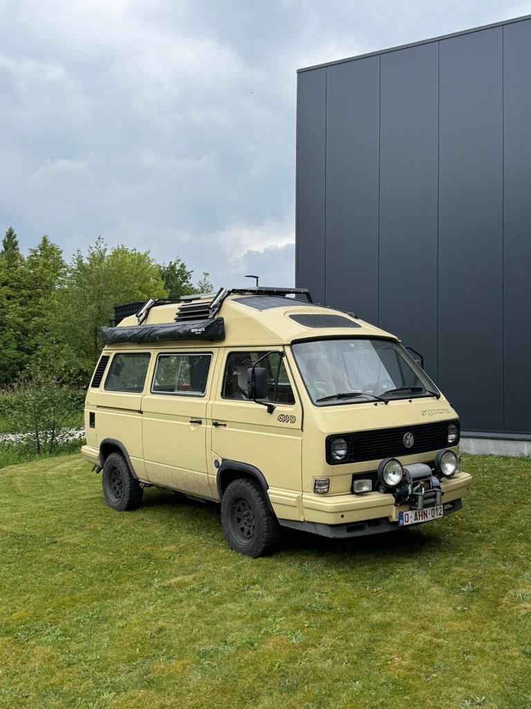 VW T3 SYNCRO 2.1 wbx Camper., Auto's, Volkswagen, Bedrijf, Transporter, 4x4, Bluetooth, Open dak, Trekhaak, USB, Benzine, Euro 1
