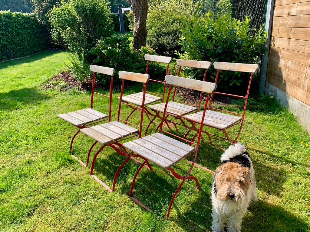6 Mooie vintage terrasstoelen, Tuin en Terras, Ophalen, Overige materialen, Gebruikt, 6 zitplaatsen