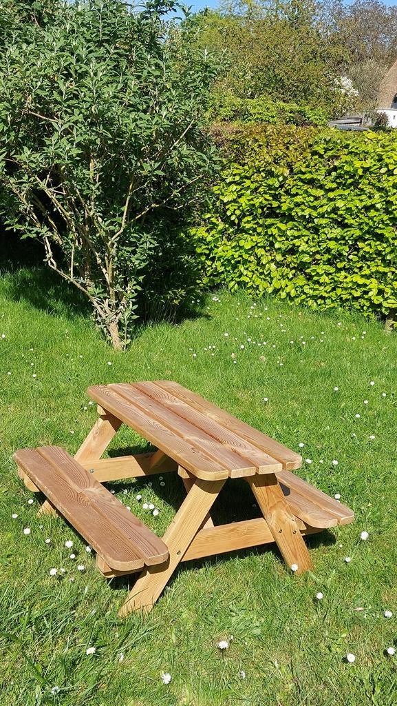 Kinderpicknicktafel natuurhout 90 cm, Tuin en Terras, Picknicktafels, Zo goed als nieuw, Rechthoekig, Hout, Ophalen