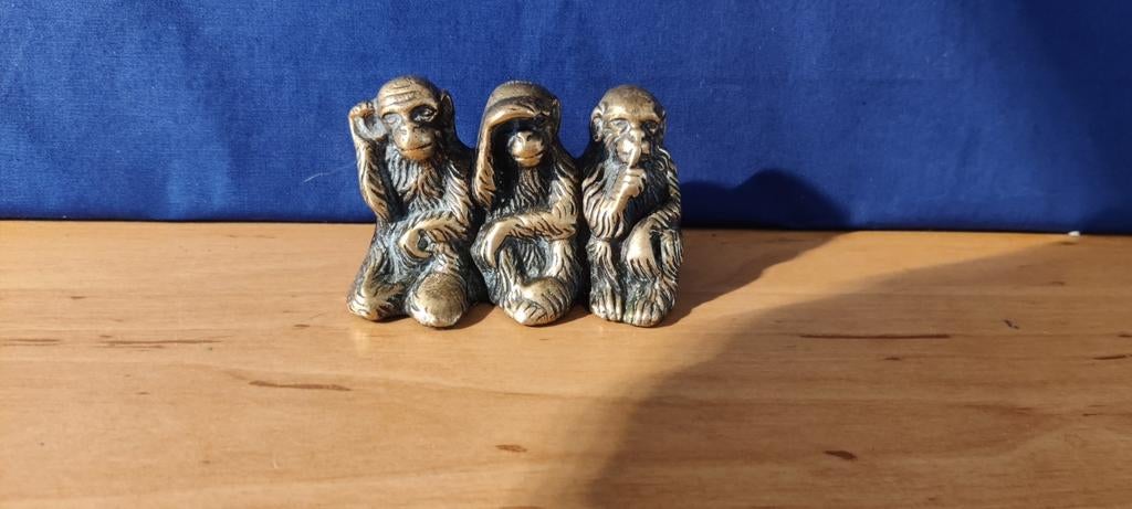 Koperen aapjes: horen, zien en zwijgen, Antiek en Kunst, Ophalen of Verzenden, Koper