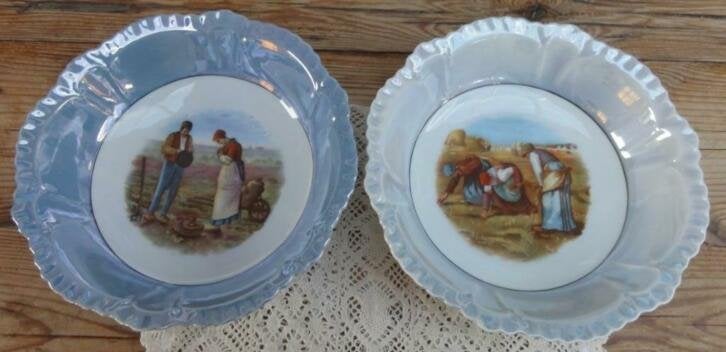 2 Franse brocante parelmoer schalen, Jean - François Millet, Antiek en Kunst, Ophalen of Verzenden