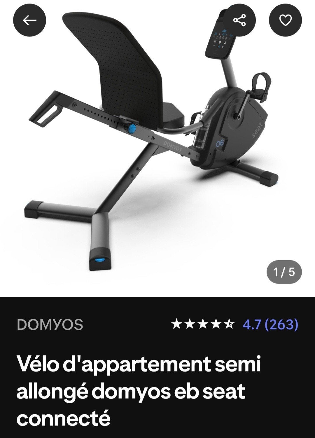 vélo d'appartement semi allongé, Sport en Fitness, Overige Sport en Fitness, Ophalen, Zo goed als nieuw