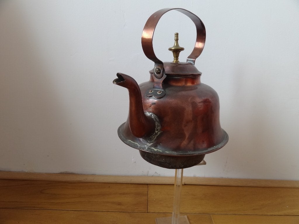 Bouilloire, koper met deksel, hoogte totaal 28 cm, Antiek en Kunst, Ophalen of Verzenden