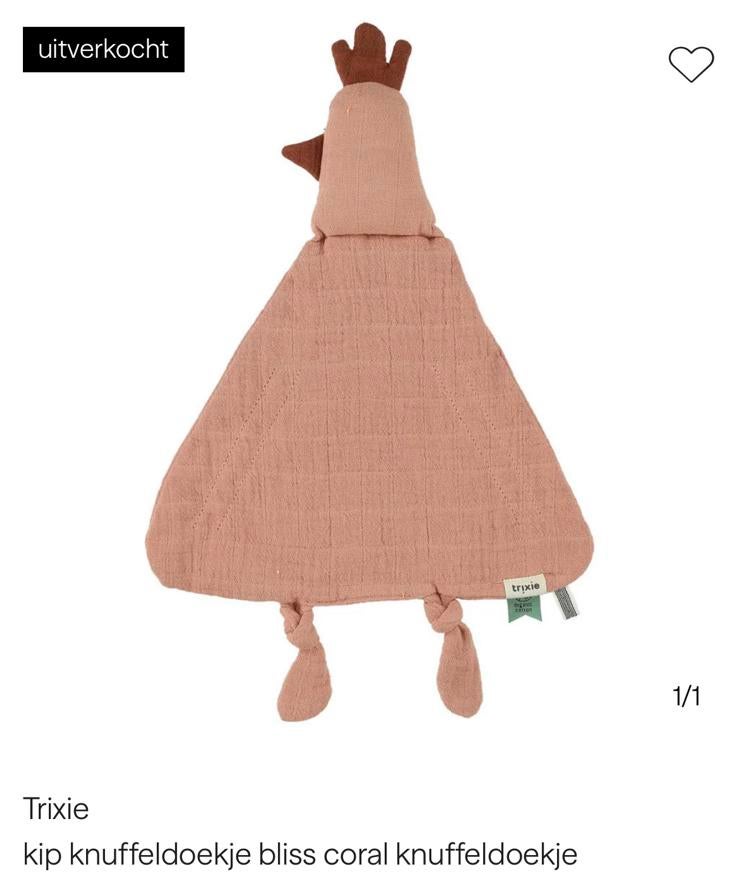 Gezocht: trixie knuffeldoekje kip bliss coral, Ophalen, Zo goed als nieuw, Knuffeldoekje
