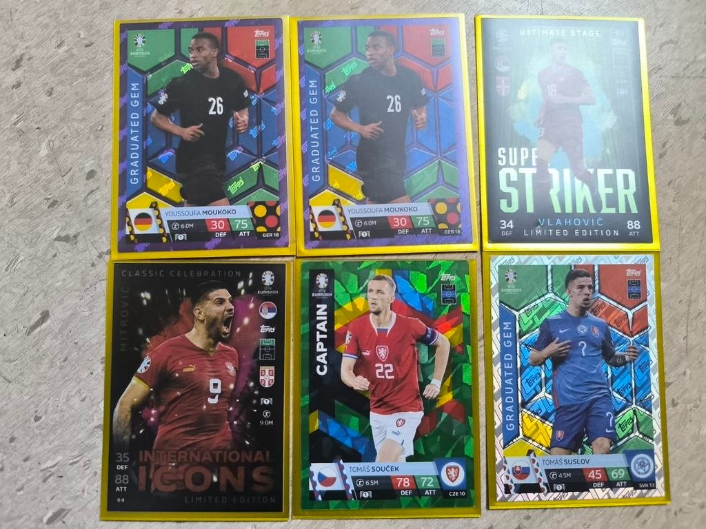 Set van 6 Topps Match Attax Euro 2024 Kaarten - o.a. Limited, Enlèvement