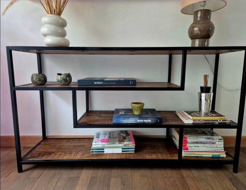 Dressoir / vakkenkast – Mangohout & metalen frame, Huis en Inrichting, Tafels | Sidetables, Ophalen