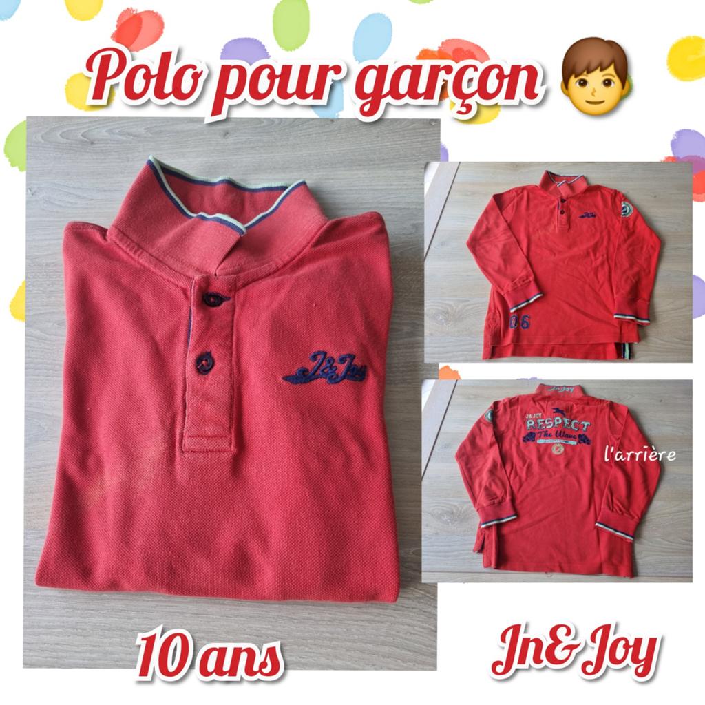 Polo ML pour garçon -Rouge-Jn&Joy-T.10 ans, Enfants & Bébés, Garçon, Enlèvement ou Envoi, Pull ou Veste, Utilisé