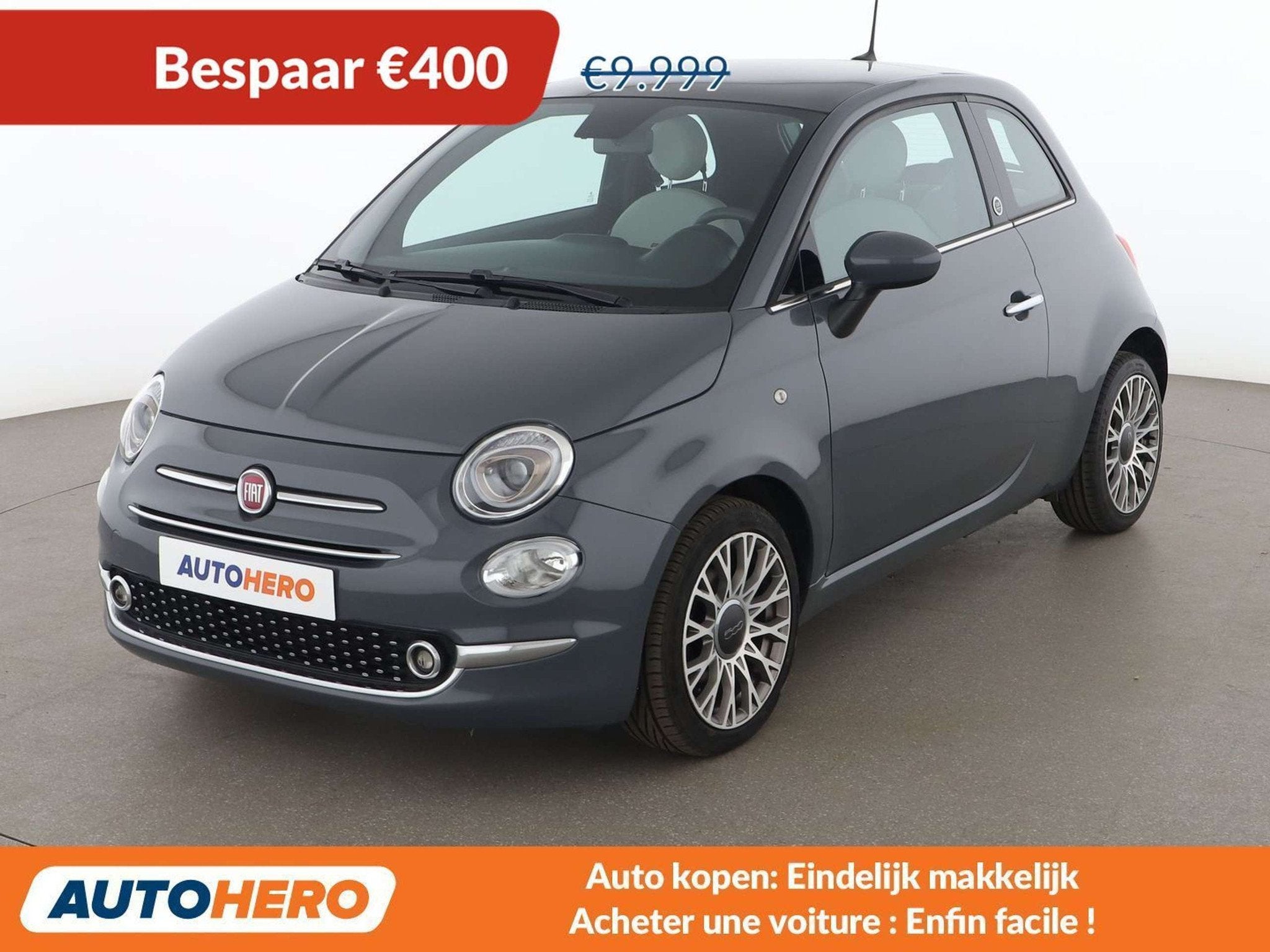 Fiat 500 1.2 Star (bj 2020), 4 zetels, Gebruikt, 131 g/km, Zilver of Grijs