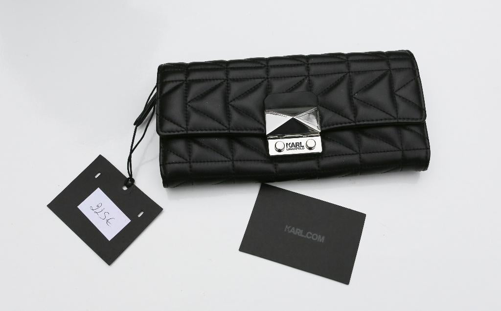 Prachtige zwarte leren portemonnee - Karl Lagerfeld - Nieuw, Handtassen en Accessoires, Ophalen of Verzenden, Nieuw, Zwart, Leder