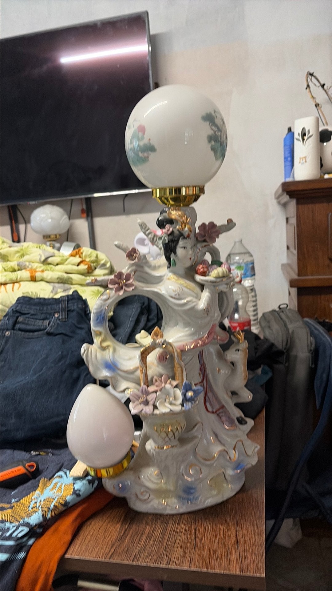 Prachtige vintage porseleinen tafellamp – decoratief, Antiek en Kunst, Ophalen