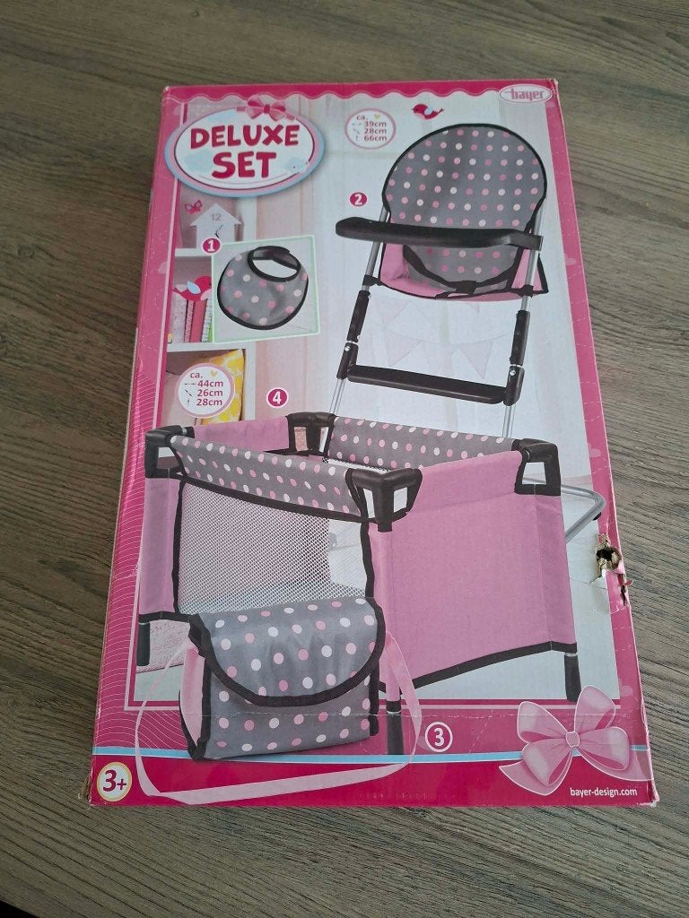 Poppenbed + zitstoel - deluxe set van Bayer, Ophalen of Verzenden, Zo goed als nieuw, Babypop