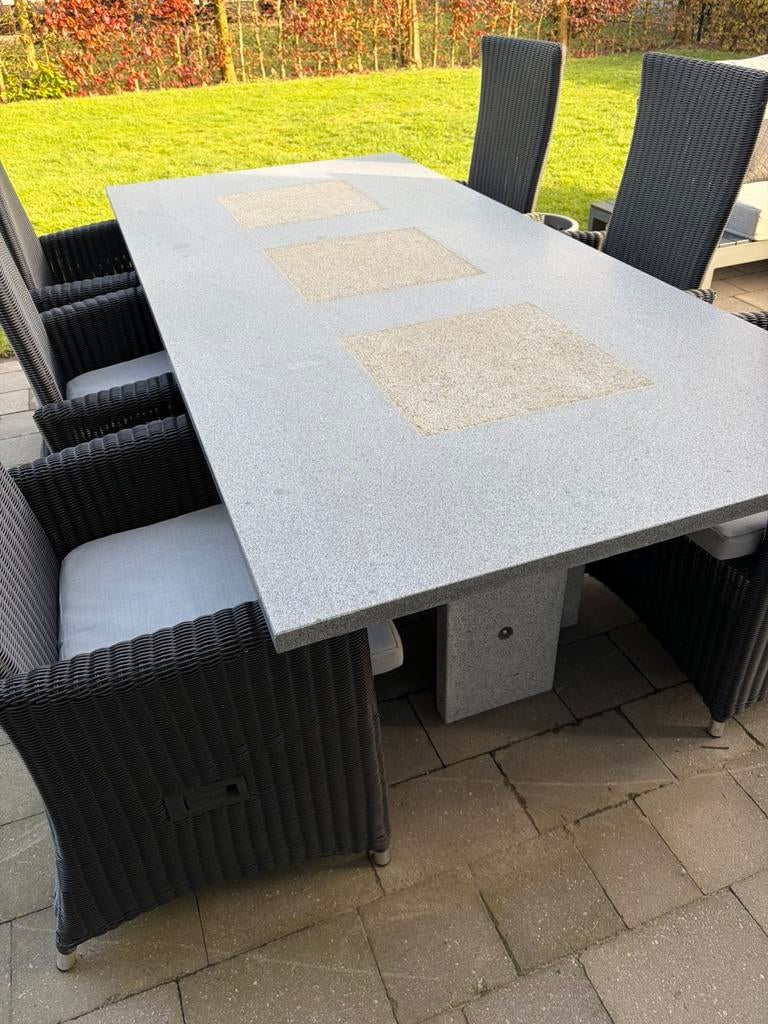 Tuintafel in arduin, Tuin en Terras, Ophalen, Gebruikt, Eettafel, 6 zitplaatsen
