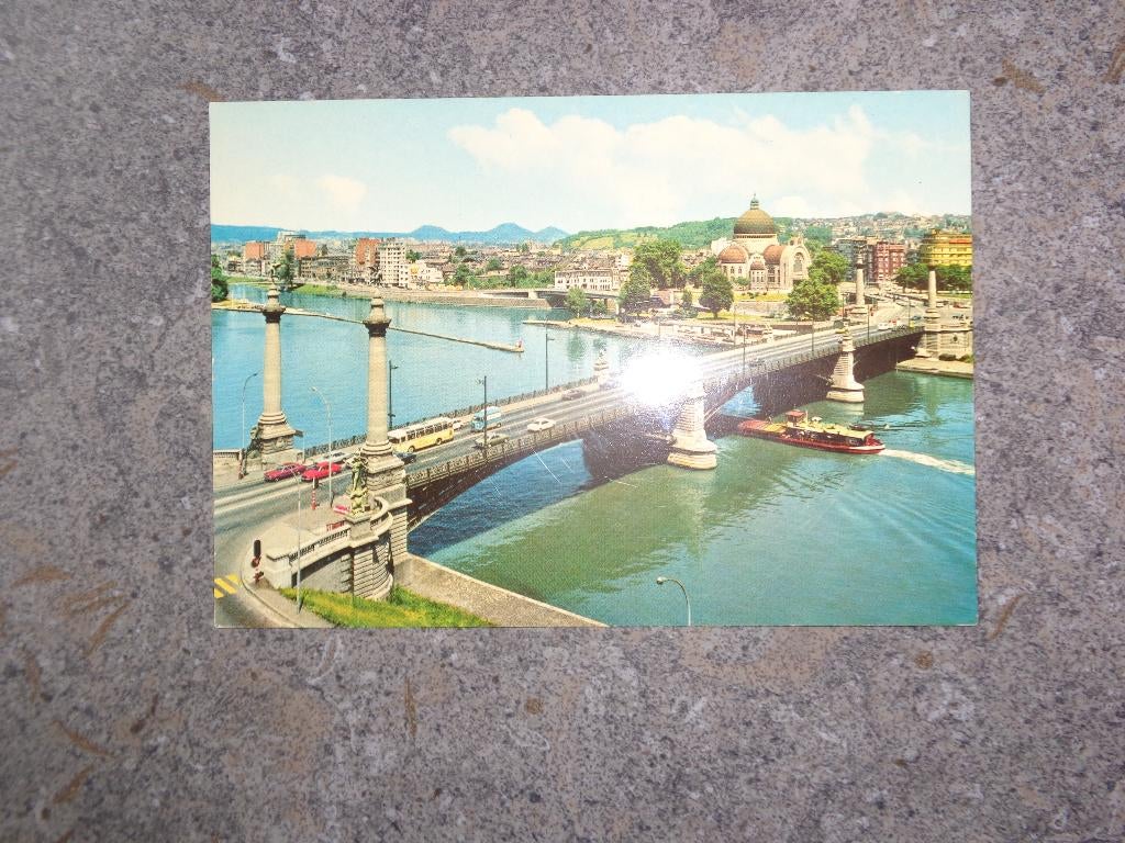 ancienne carte postale couleur du Pont de Fragnée à Liège, Enlèvement, Liège