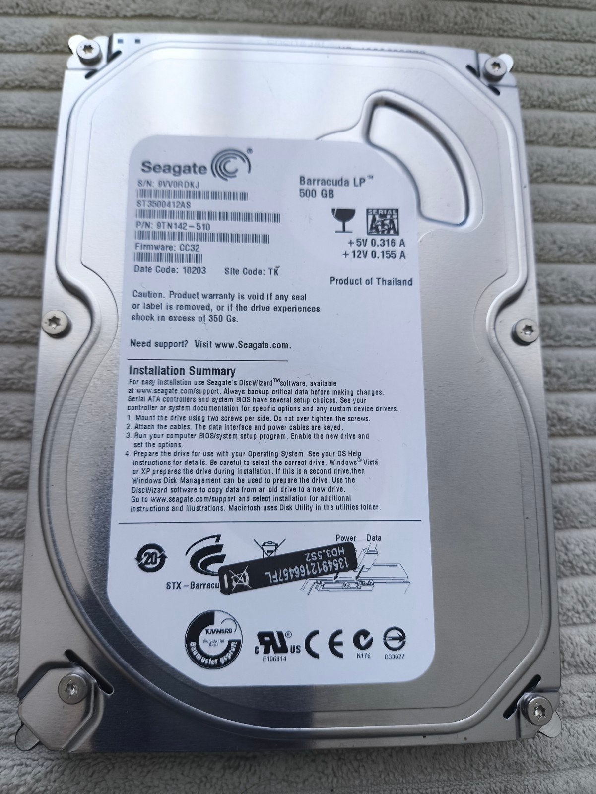 Seagate Barracuda LP 500GB HDD (3.5" SATA), Enlèvement, NAS, HDD