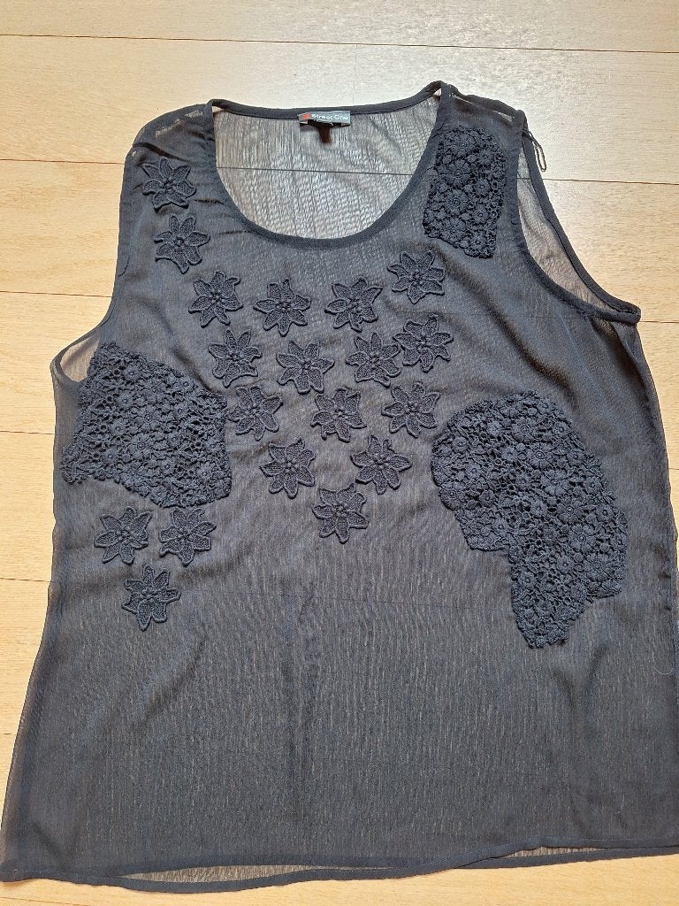 Feestelijk topje (M40), zwart, als nieuw, Street One, Sans manches, Taille 38/40 (M), Street One, Comme neuf