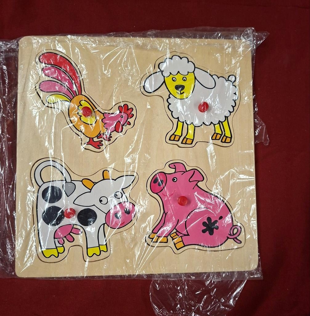 Houten puzzel : noppenpuzzel boerderij / Goki, Kinderen en Baby's, Ophalen of Verzenden
