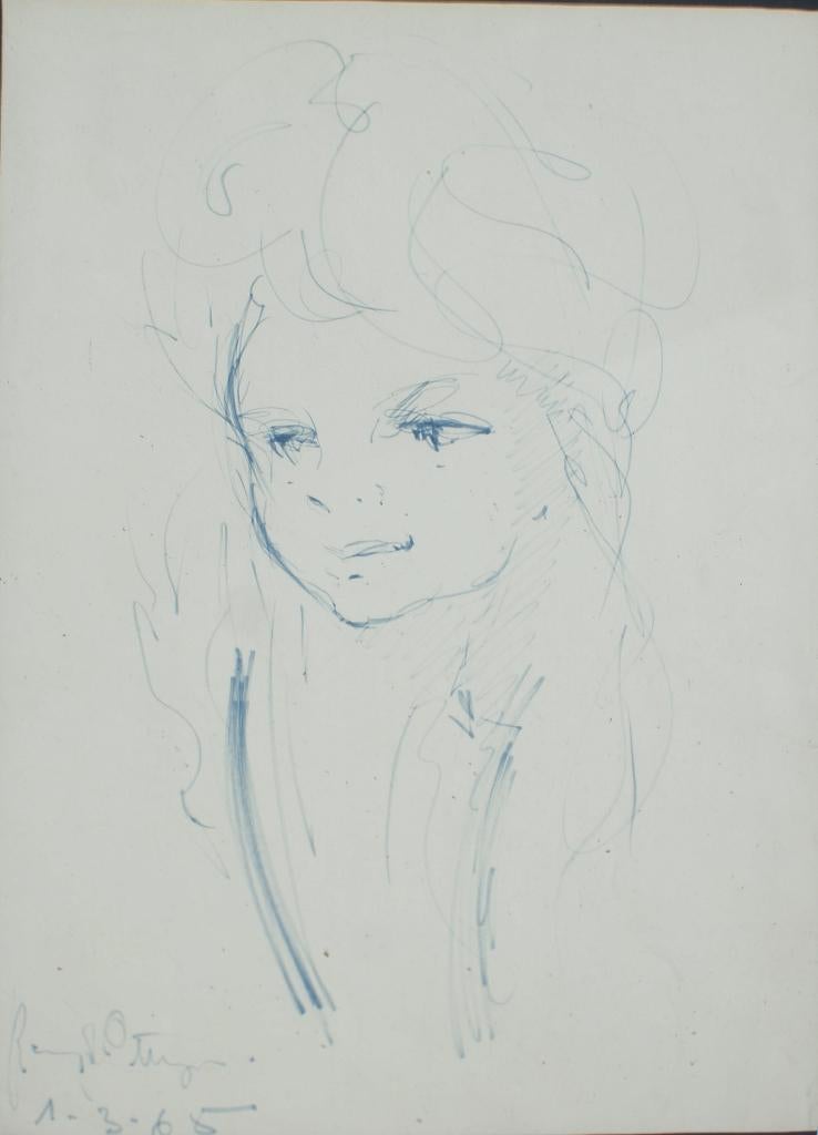 Remy De Pillecyn (1920-1986): Meisjesportret 1968 (35x45cm), Antiek en Kunst, Ophalen of Verzenden