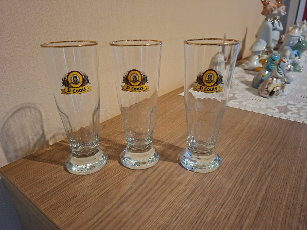 3 Bierglazen St. Louis, Enlèvement ou Envoi, Utilisé, Verre à bière