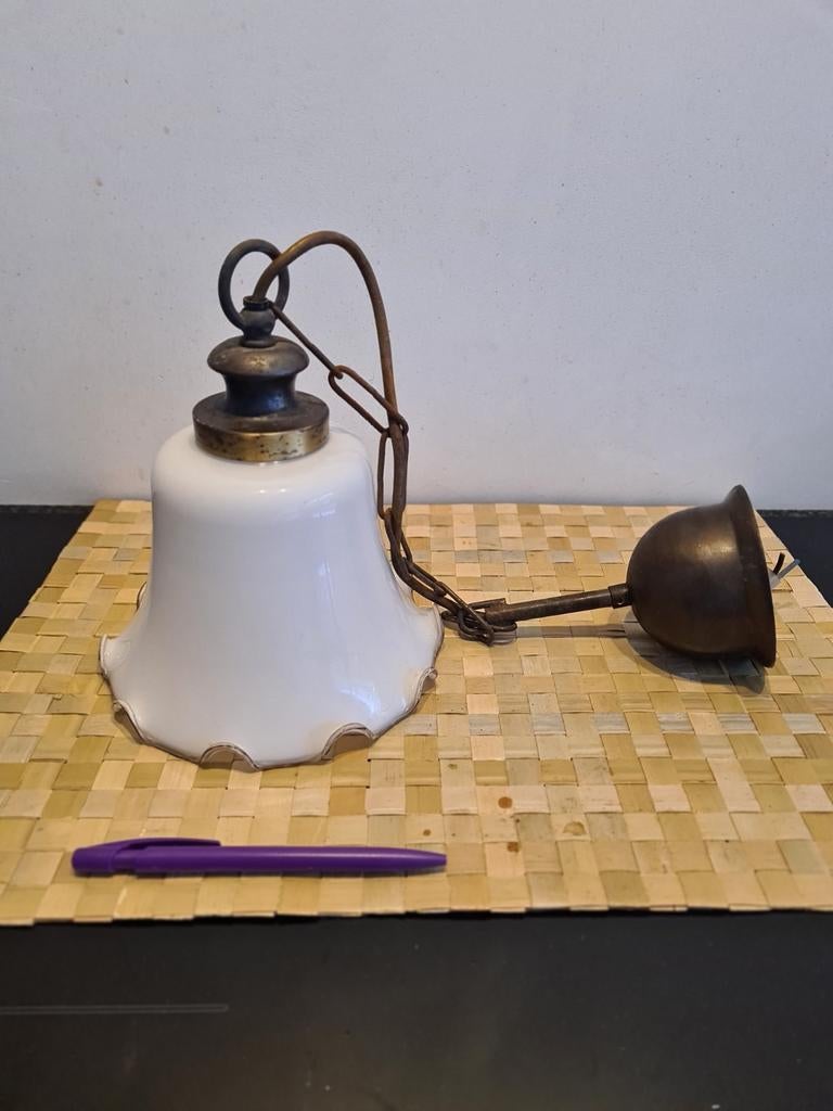 Lampe suspendue ancienne, Maison & Meubles, Lampes | Suspensions, Enlèvement ou Envoi, Utilisé, Verre, Moins de 50 cm
