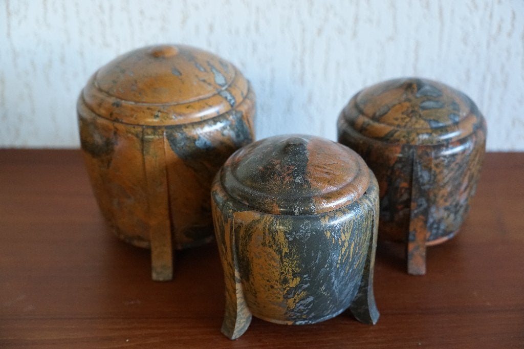 Set van 3 tabakspotten Ebena, Antiek en Kunst, Curiosa en Brocante, Ophalen of Verzenden
