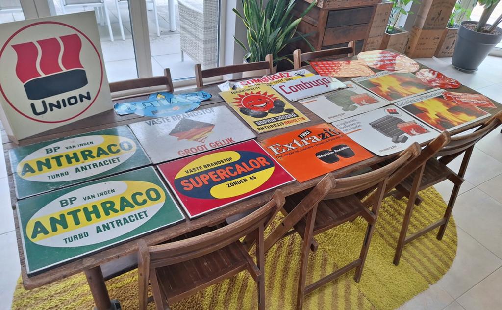 Groot lot reclame van brandstoffen, kolen, gas,..., Verzamelen, Ophalen