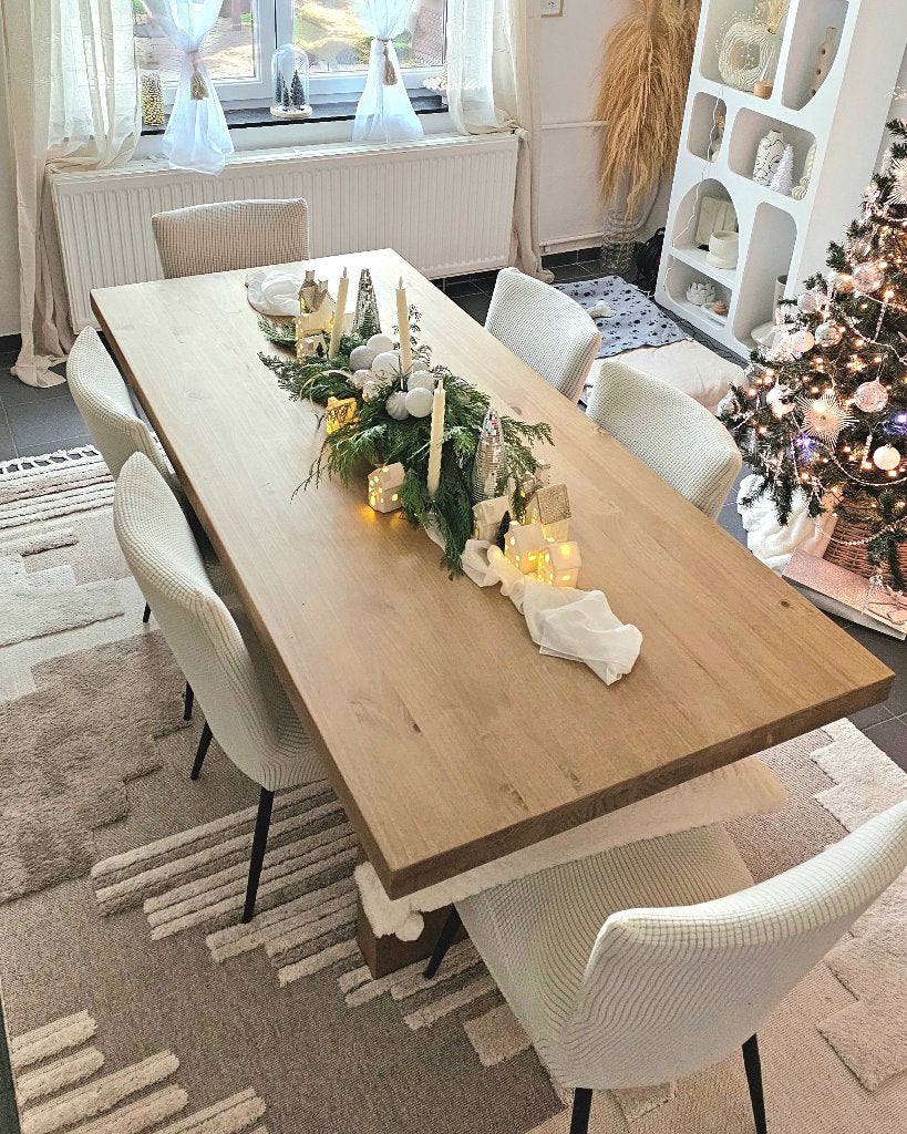 Grande table de salle à manger en bois clair –2m/1m, Maison & Meubles, Enlèvement, Utilisé
