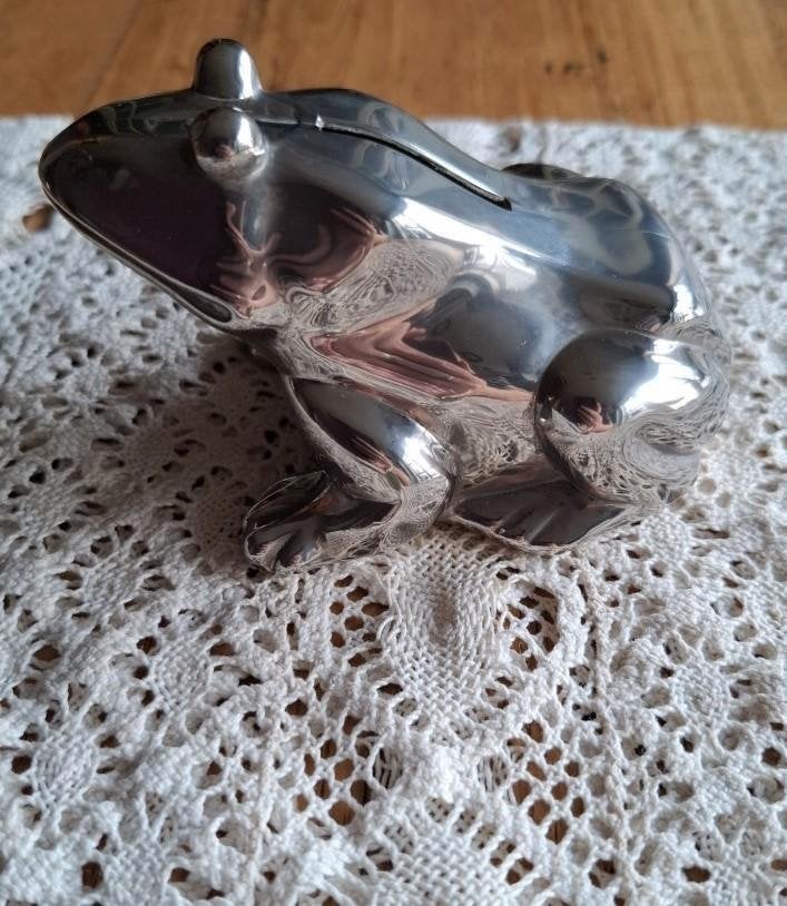 Metalen kikker spaarpot, Verzamelen, Spaarpotten, Overige materialen, -, -, Ophalen of Verzenden