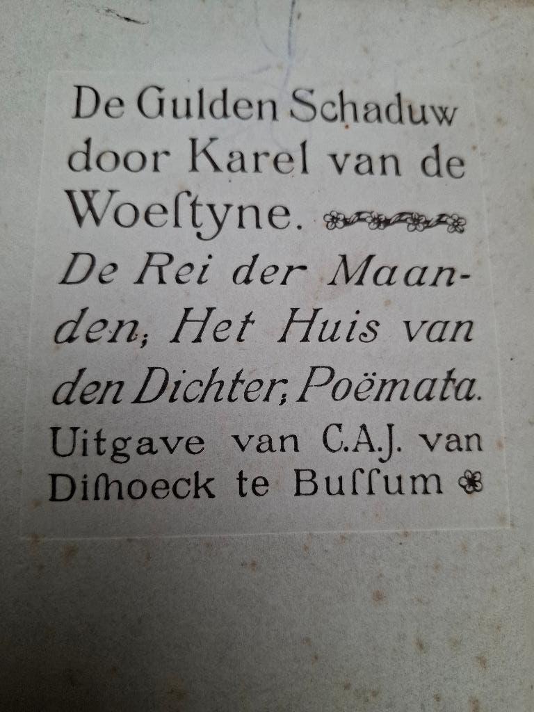 Karel van de Woestyne - De Gulden Schaduw - 1910 - 1ste druk, Boeken, Gedichten en Poëzie, Ophalen of Verzenden