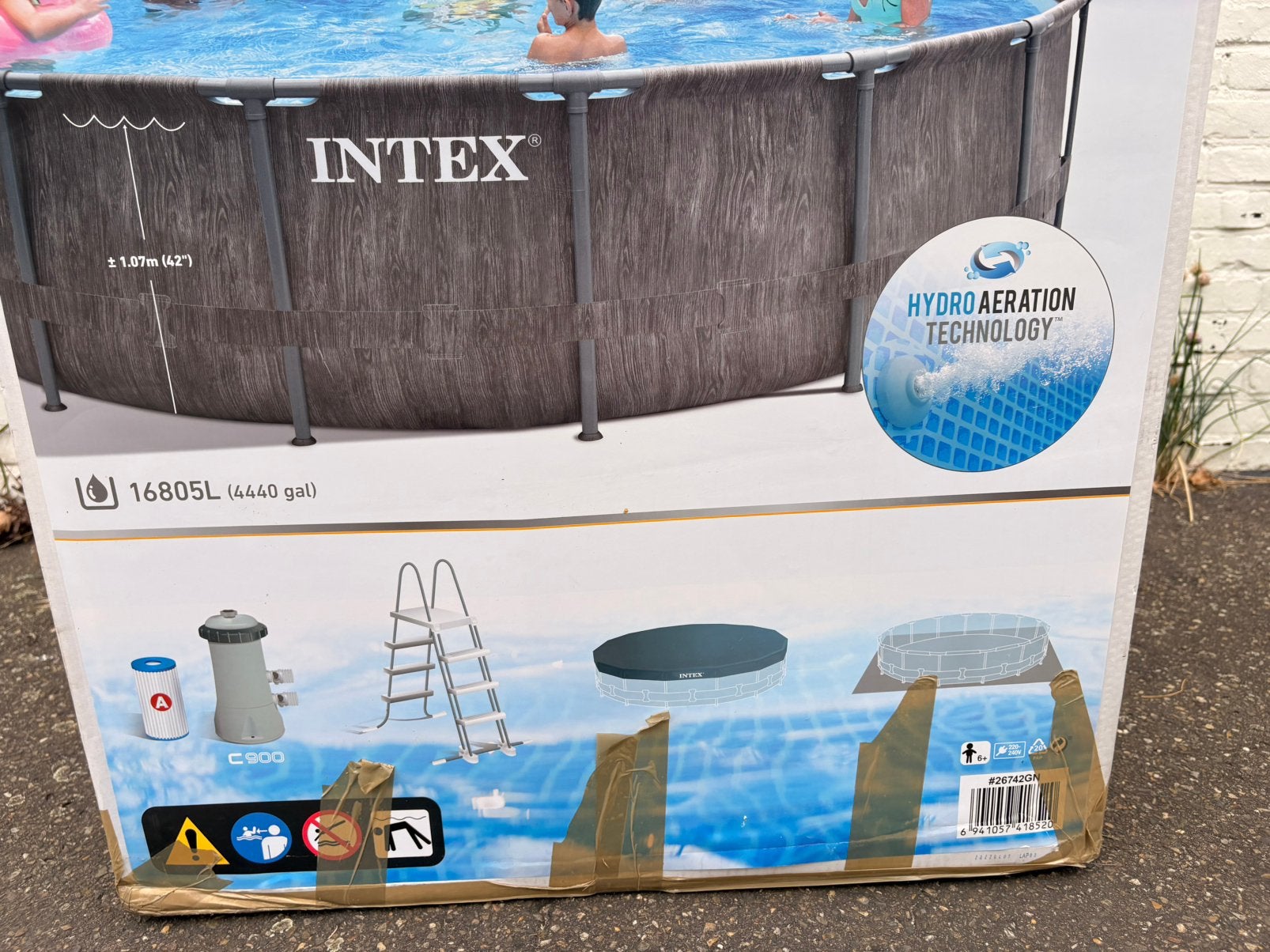 Intex Prism Frame Greywood 4,6m x 1,22m, Tuin en Terras, Ophalen, Zo goed als nieuw