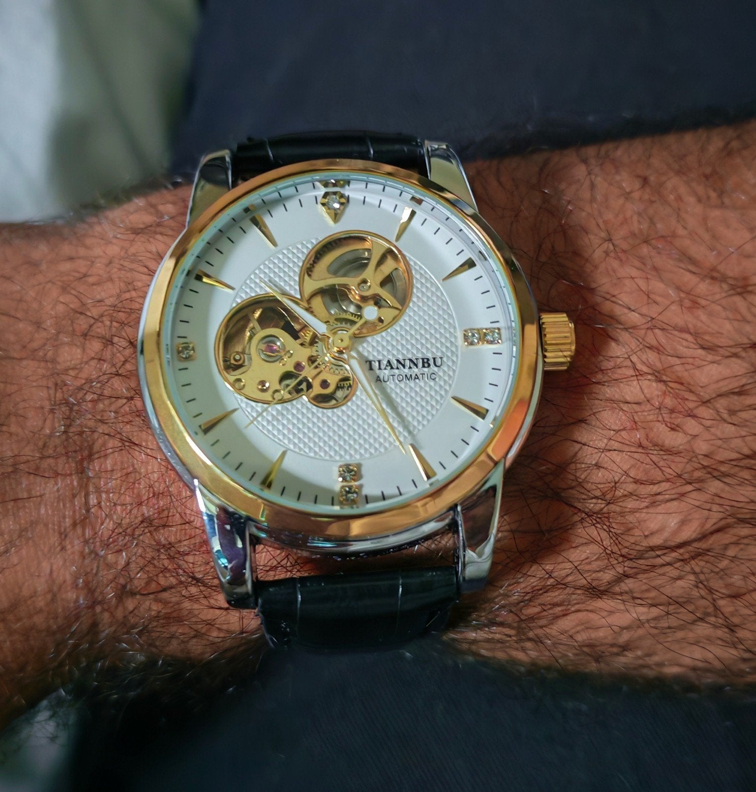 Montre Automatique Homme TIANNBU - Cœur Ouvert / Cuir Noir (, Envoi, Acier, Cuir