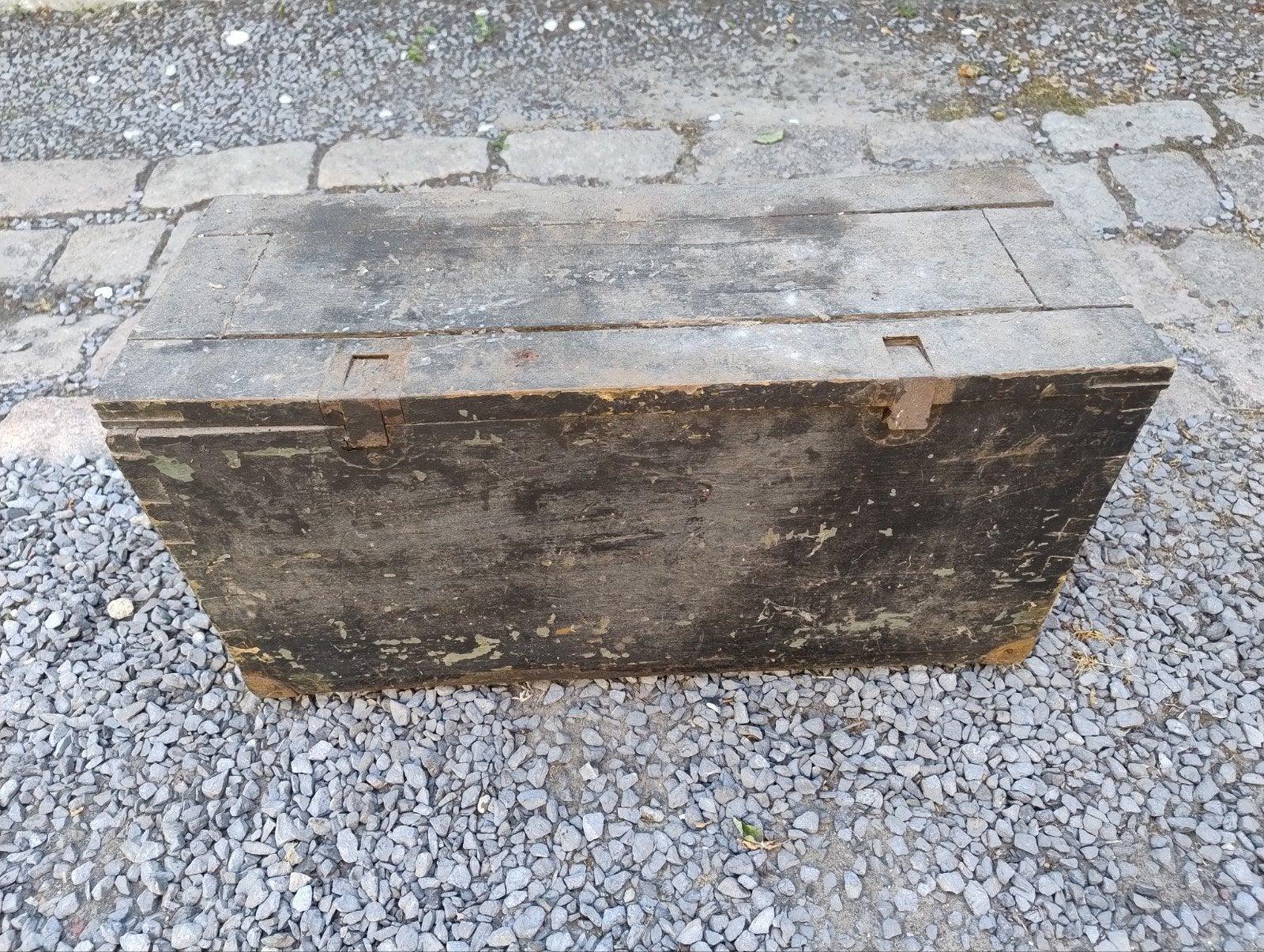 houten (munitie)kist, Ophalen, Kist of Geocache