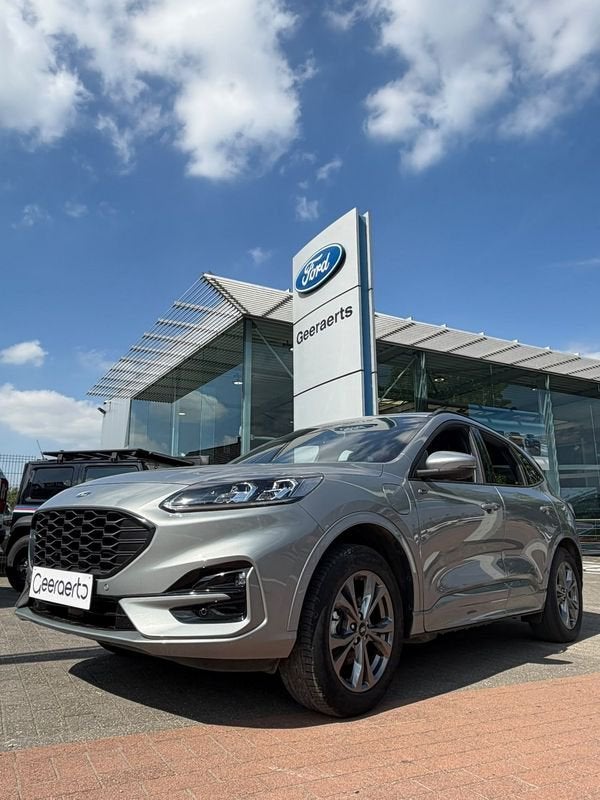 Ford Kuga ST-Line X PHEV AUT, Auto's, Gebruikt, Zwart, 4 cilinders, Leder en Stof