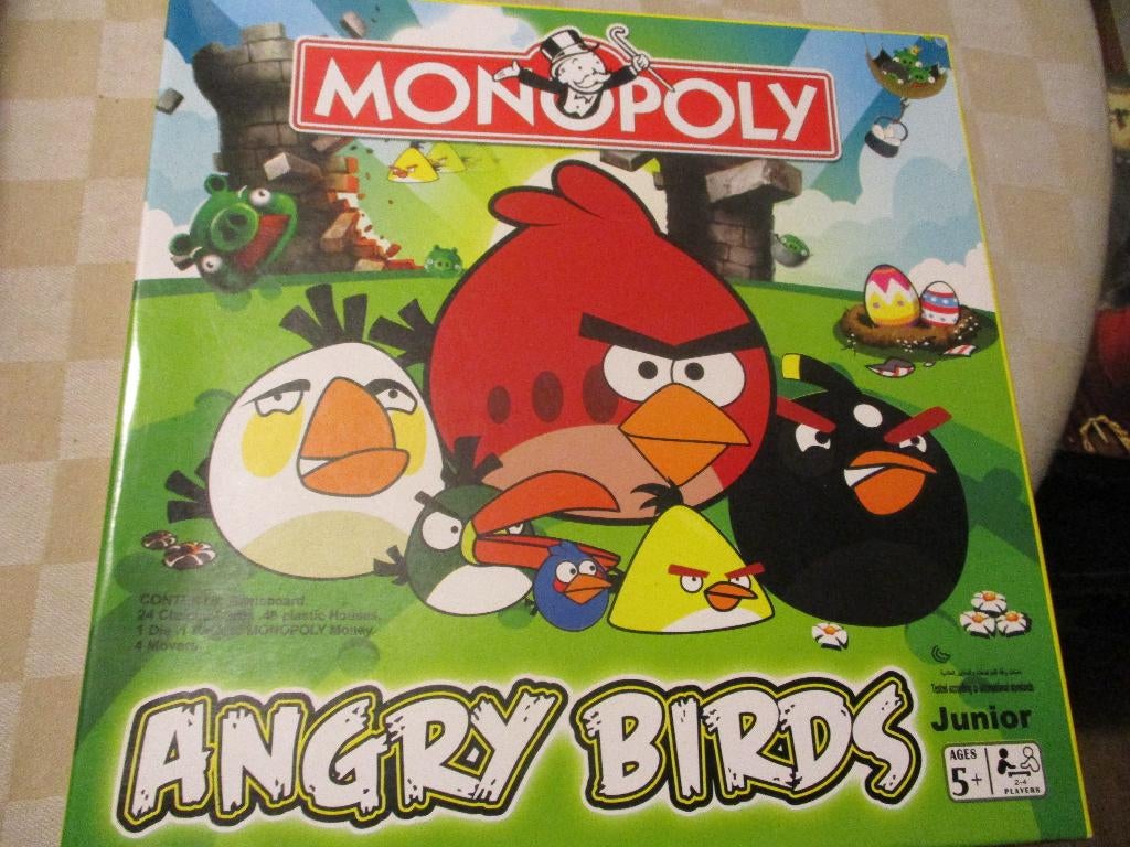 jeu de plateau agan Monopoly Angry Birds jr Monopoly english, Trois ou quatre joueurs, Enlèvement ou Envoi, Comme neuf, Monopoly